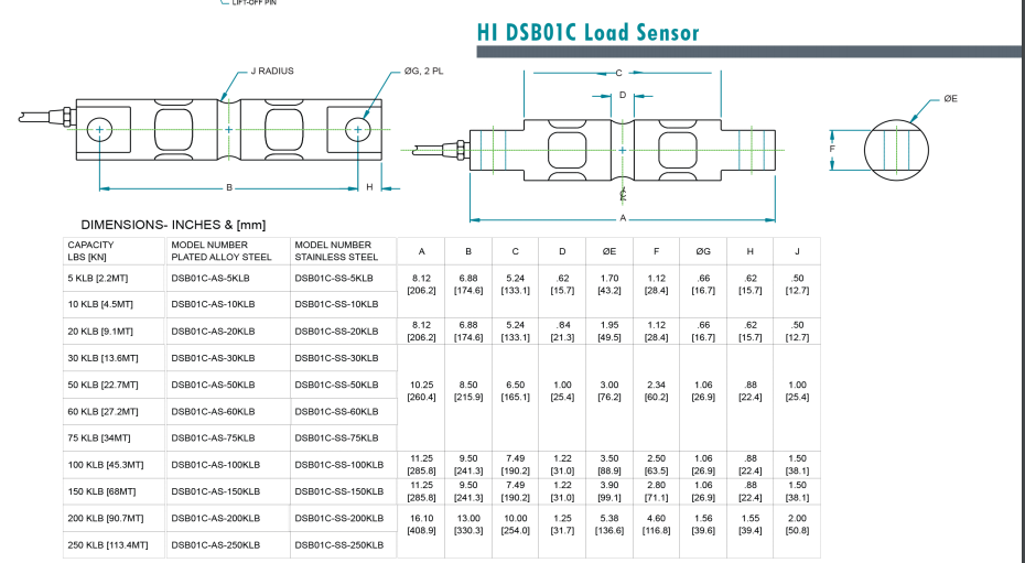 DSB01C-250klb称重传感器