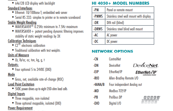 HI 4050称重显示控制器
