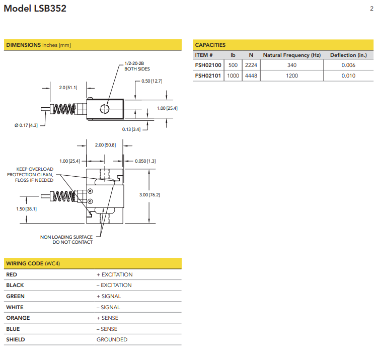 LSB352-500lb称重传感器