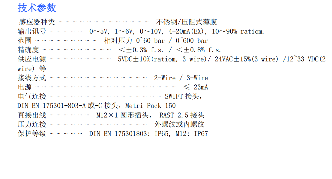 Sensys压力变送器