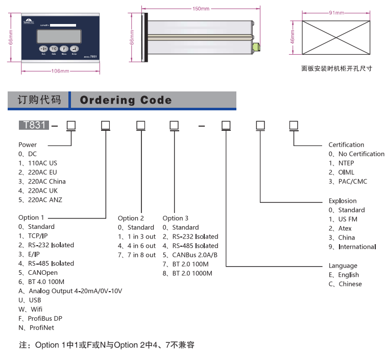 T831称重仪表Transcell
