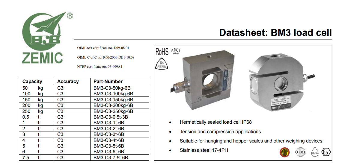 BM3-C3-3.0T-6B称重传感器