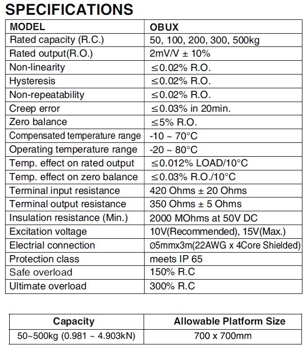 OBUX-50KG称重传感器